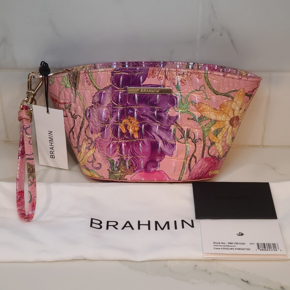 NWT Brahmin Ariana Wristlet Perennial Melbourne DI NWT Flower Bee